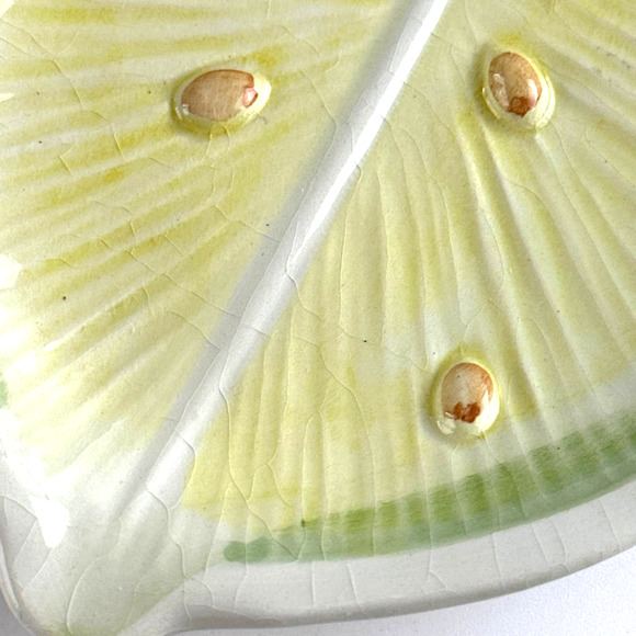 Vintage Hand Painted Lemon Dish Made In Italy 7" - Picture 4 of 10